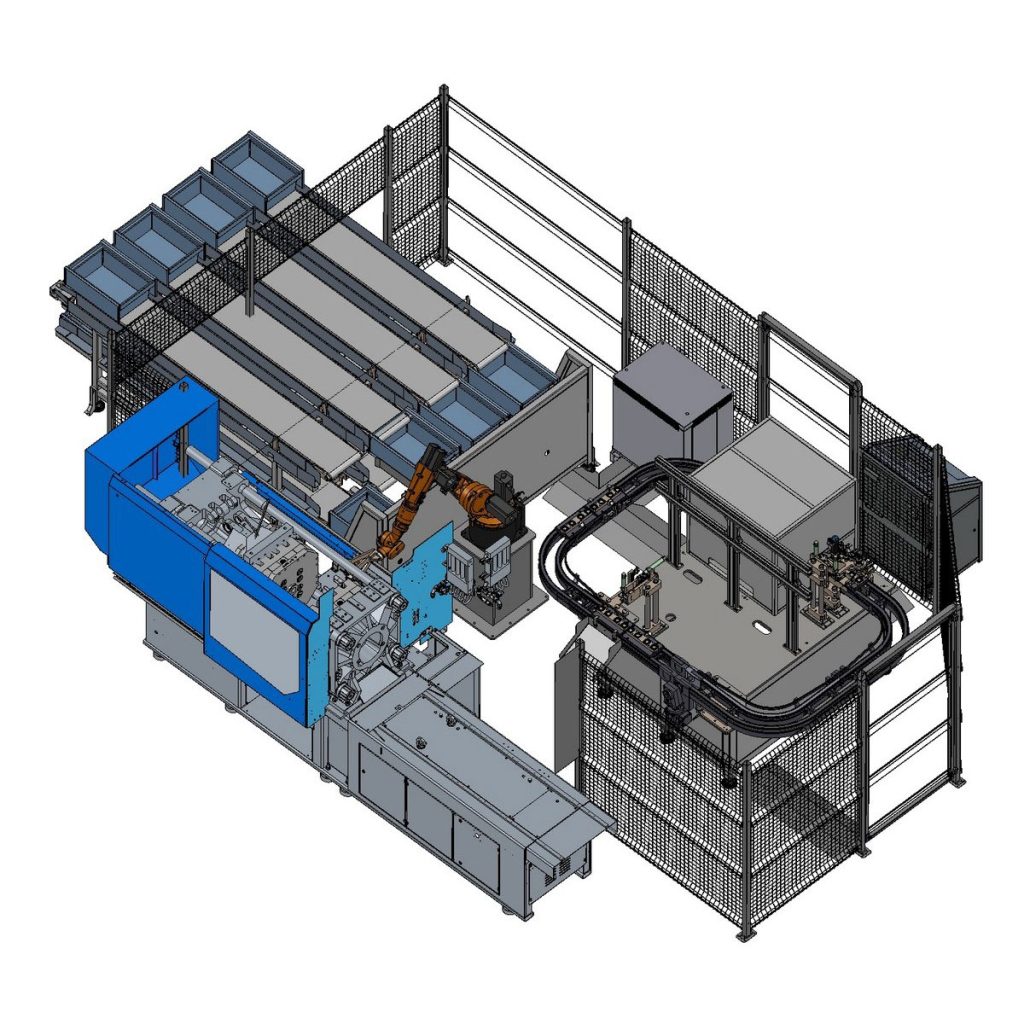 Robot di asservimento pressa con linea di controllo qualità